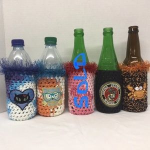 Bottle, Can, Glass Drink Cozy Holder Handmade Crochet New Various Themes…